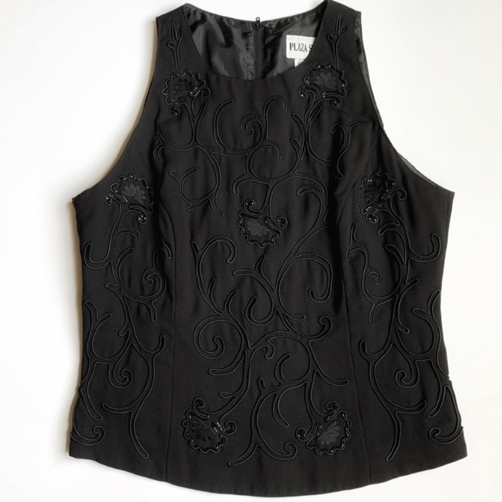 Vintage 90’s PLAZA SOUTH Black Beaded Tank